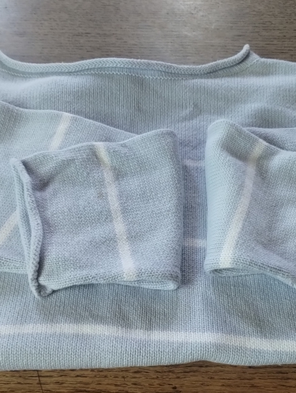 Ralph Lauren Pale Blue & White Striped Crewneck Sweater